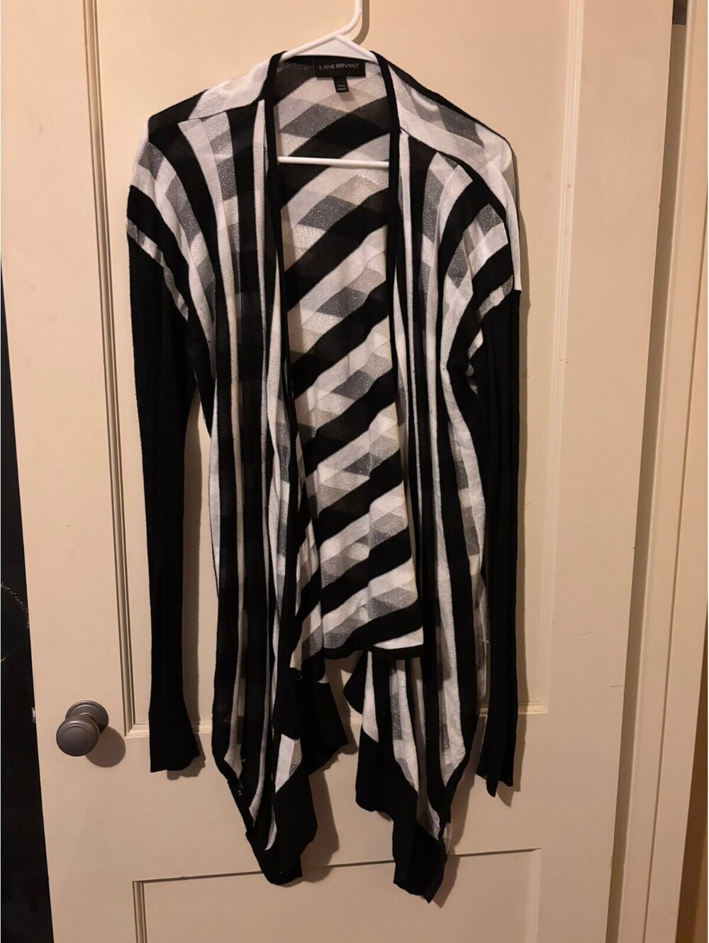Lane Bryant black and white striped open cardigan 18/20